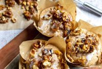 Bakery Style Cinnamon Muffins with Candied Walnuts