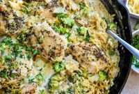Creamy Chicken Alfredo Orzo Casserole