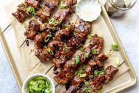 Aromatic Garlic Ginger Beef Skewers
