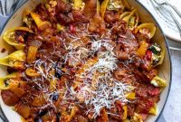Zesty Veggie Stuffed Pasta Shells with Golden Baked Feta