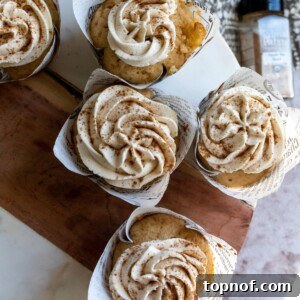 Beautifully frosted Apple Cider Cupcakes, ready to be served.