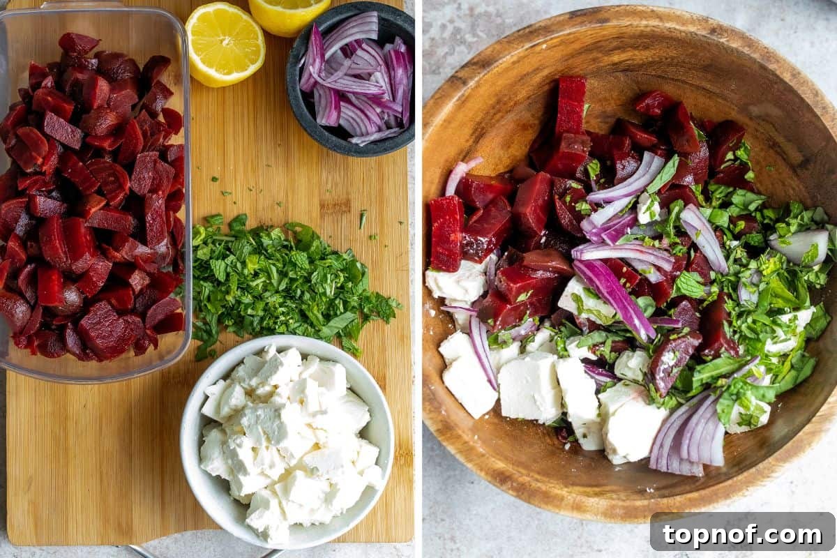 Steps to make this recipe shown in a wooden bowl with all the vibrant ingredients mixed.