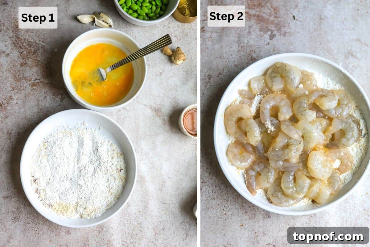 Steps to make this recipe with white bowls and shrimp. 
