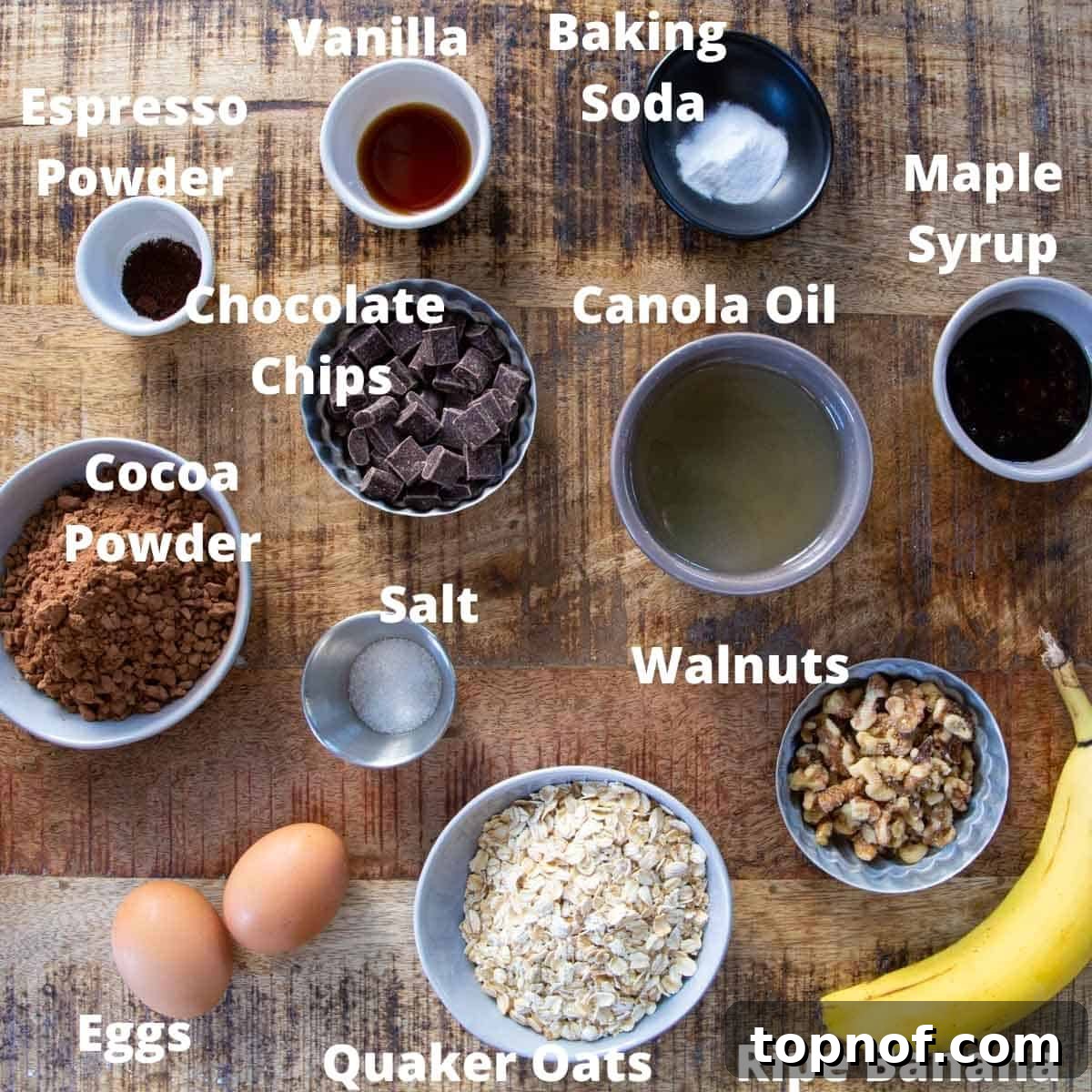 Gluten-Free Walnut Brownies Ingredients Gluten-Free Walnut Brownies Ingredients laid out on a table.