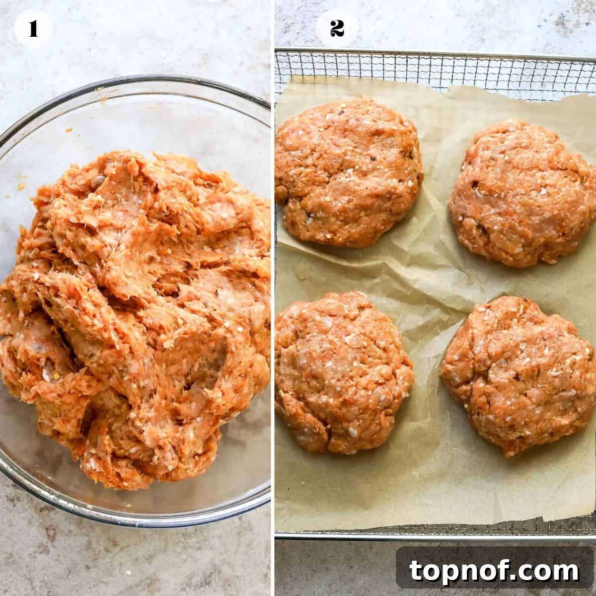 Blazing Chicken Burgers 4 A visual collage showing the stages of preparing spicy chicken burgers, from mixing ingredients to forming patties.