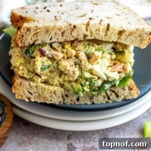 Tuna and Egg sandwich on a grey plate.