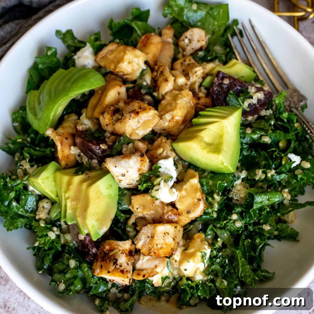 Vibrant Kale and Beet Salad, showcasing colorful greens and earthy beets.