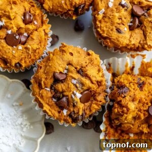 Three ingredient pumpkin muffins served on a plate with a light dusting of powdered sugar.