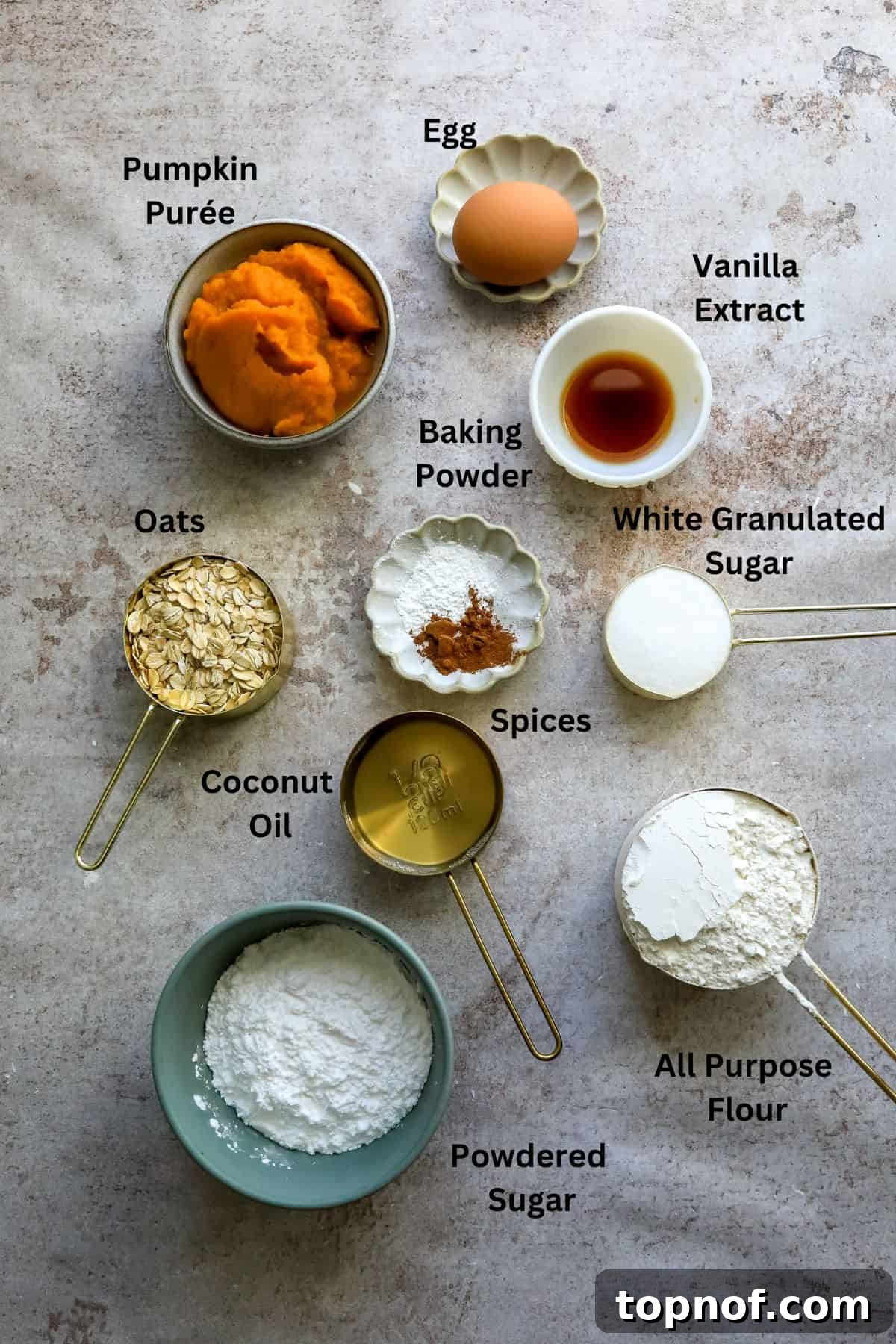 Harvest Pumpkin Spice Delights 3 A selection of fresh ingredients laid out on a kitchen counter for making pumpkin pie spice cookies.