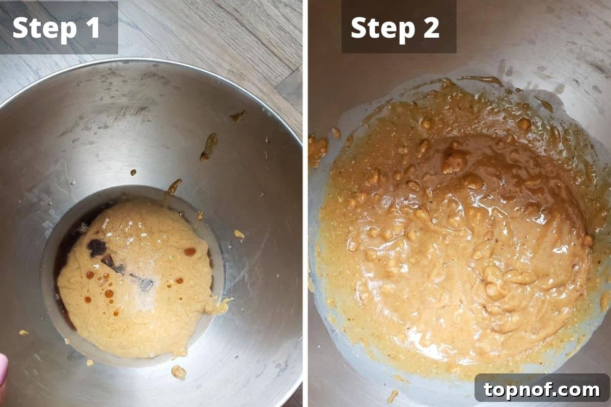 Heavenly Peanut Butter Squares 4 Ingredients for the peanut butter fudge layer in a mixing bowl.