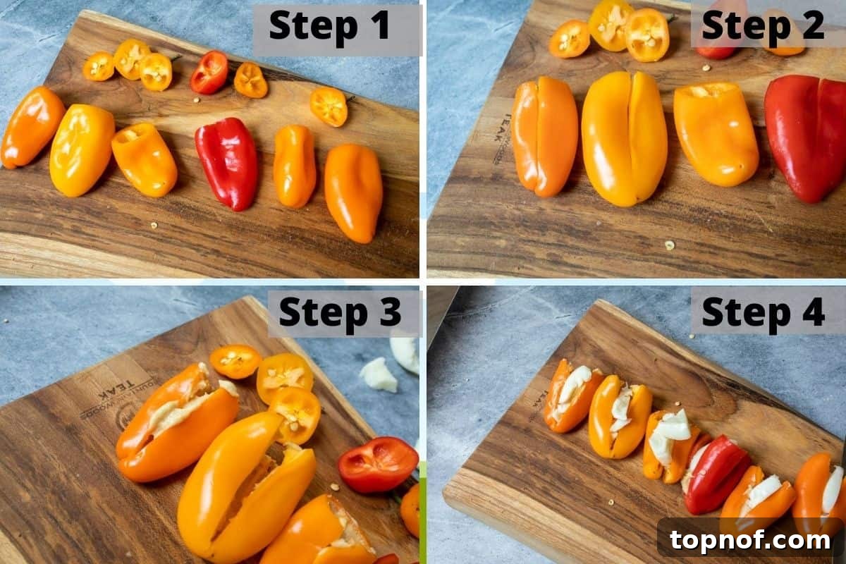 Vegetarian stuffed peppers steps. 