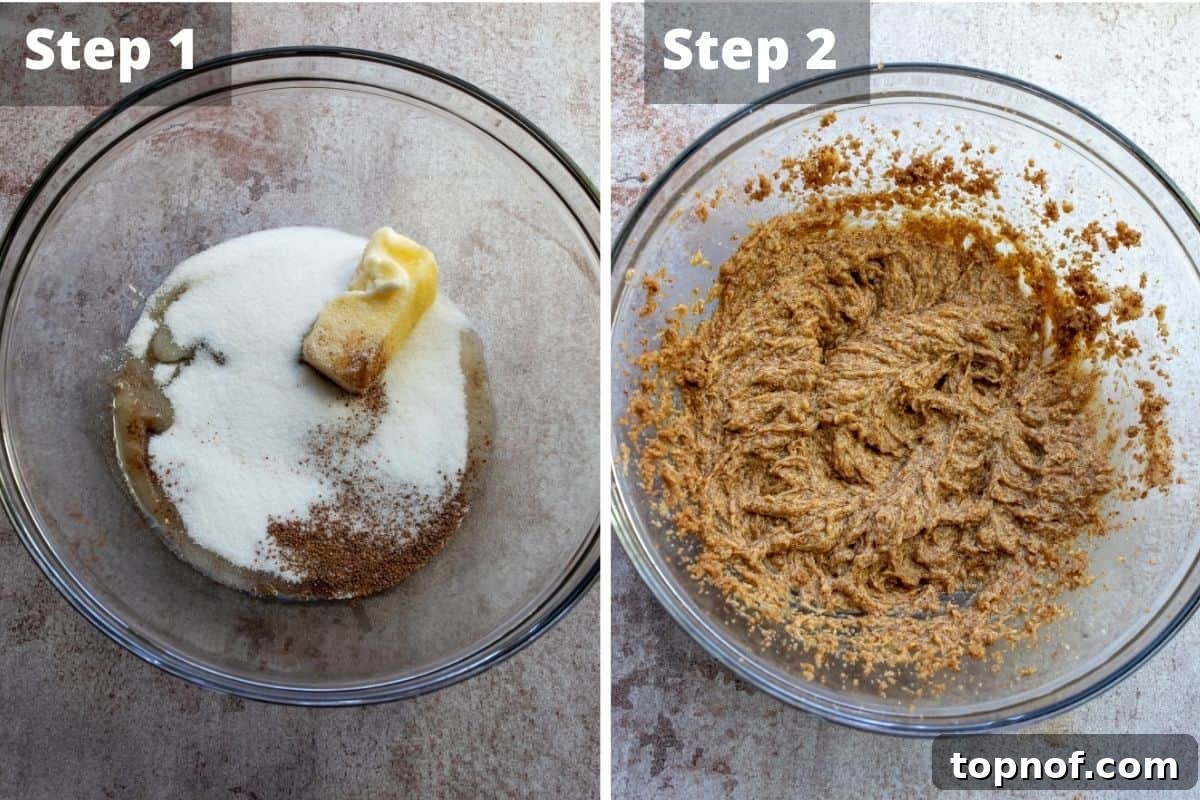 Ultimate Chocolate Walnut Cookie Bars 4 Step-by-step process showing wet ingredients being mixed for vegan cookie bars.