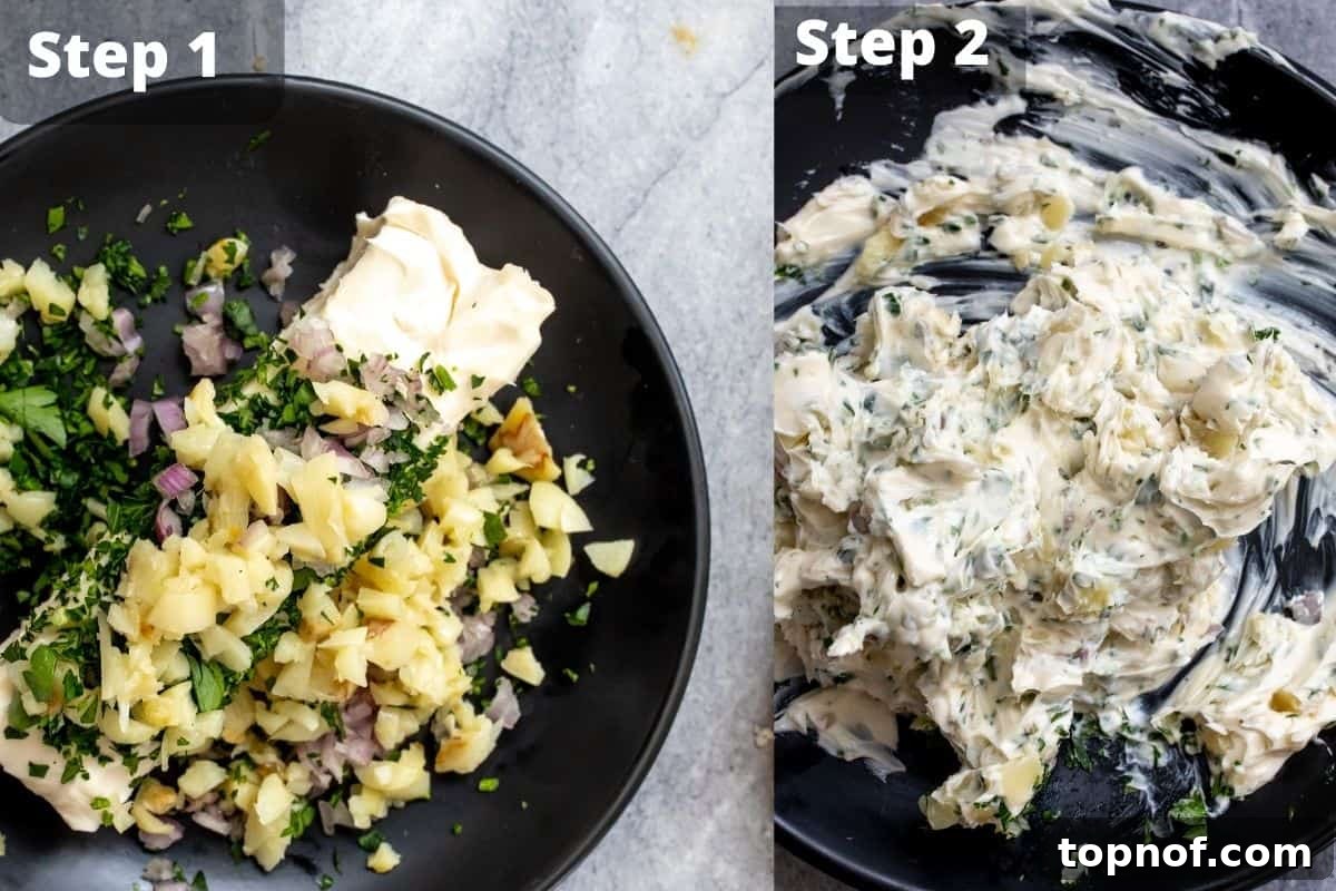 Crispy Air Fryer Garlic Bread 4 Steps to make Easy Air Fryer Garlic Bread, showing ingredient prep.