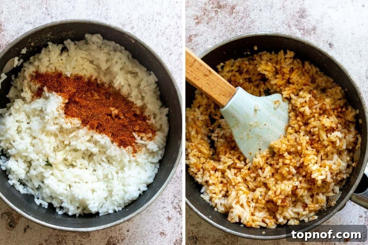 A visual guide showing the preparation steps for vegan rice bowls, including peeling plantains and making the dressing.