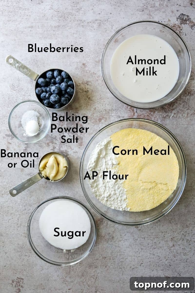 Fluffy Dairy-Free Cornbread with Optional Sweet Blueberries 3 Ingredients for Vegan Cornbread
