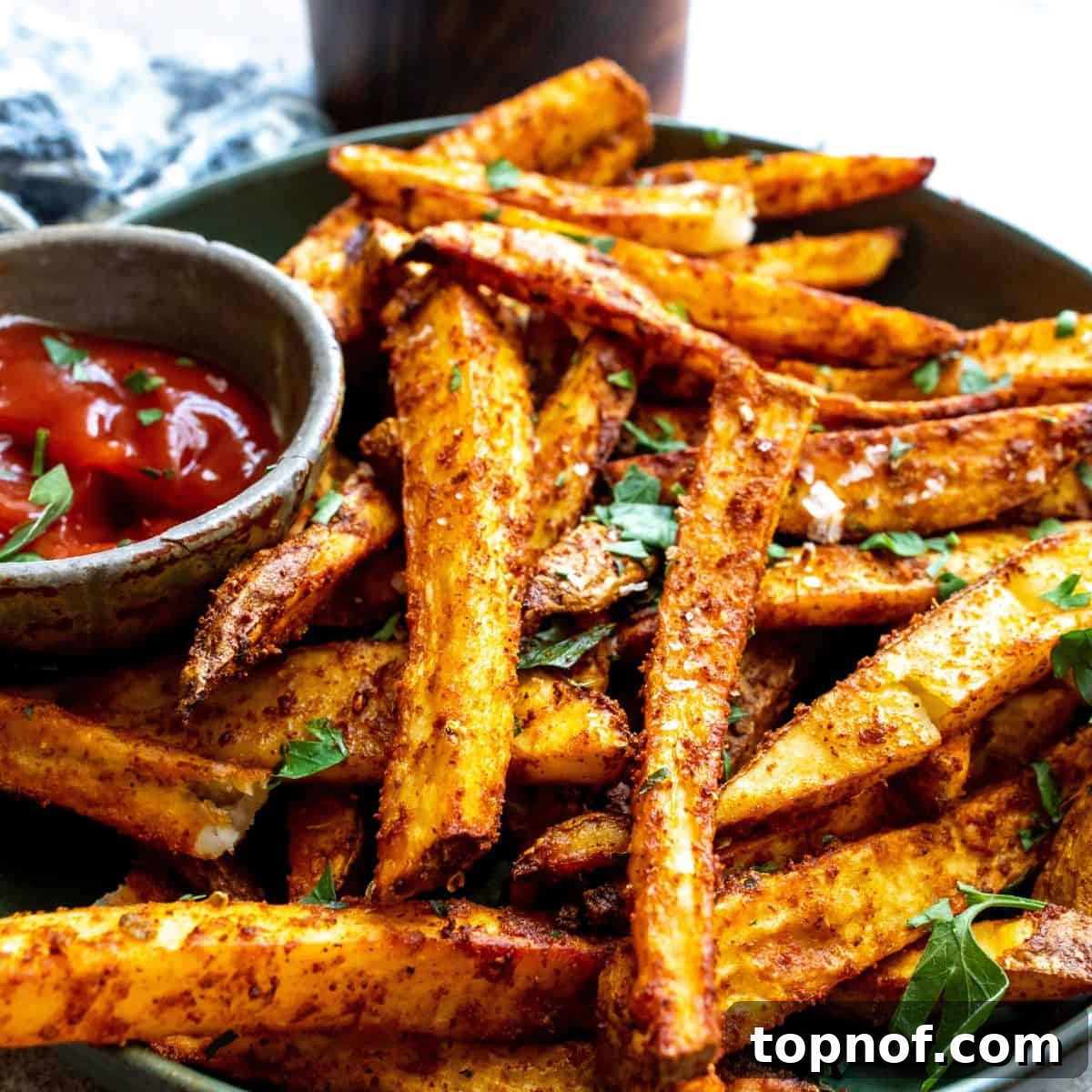 Ultimate Crispy Homemade Fries 5 Crispy Homemade Fries served in a bowl, with a side of ketchup, ready to be enjoyed.